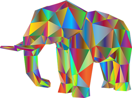 Colorful Geometric Elephant Art PNG Image