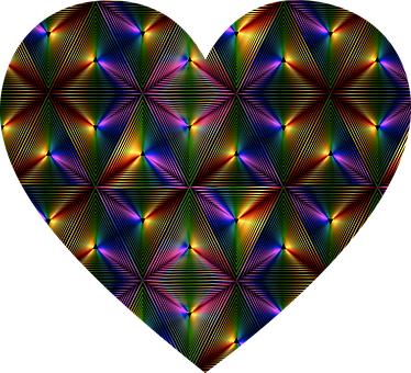 Colorful Geometric Heart Pattern PNG Image