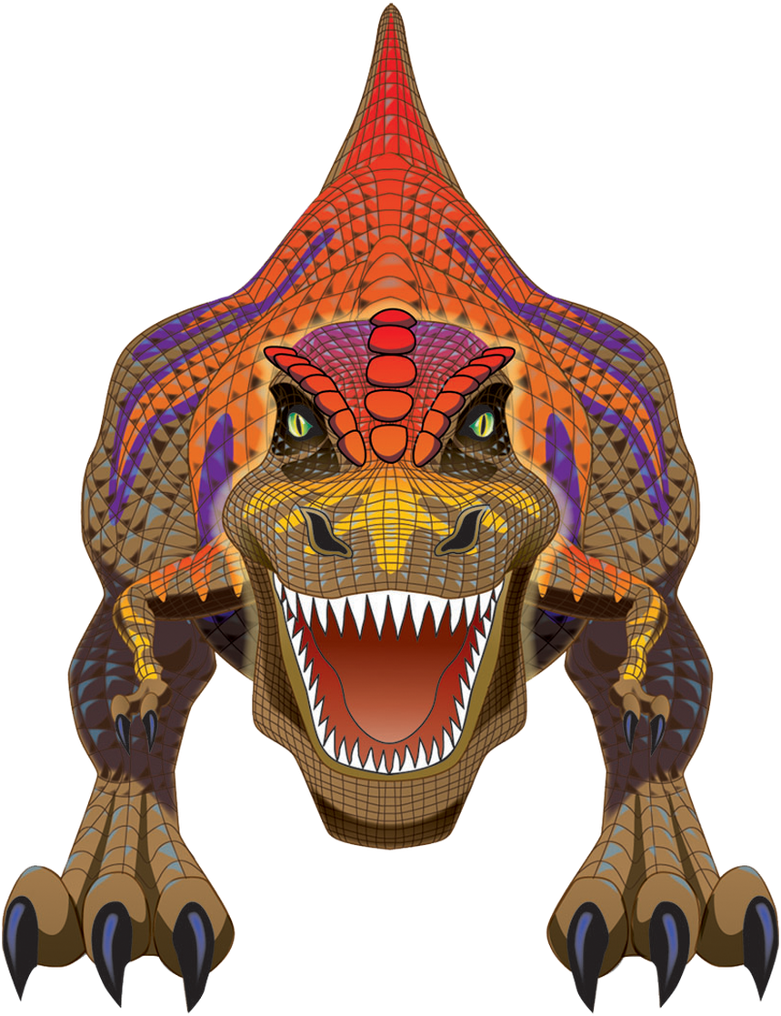 Colorful Geometric Tyrannosaurus Rex PNG Image