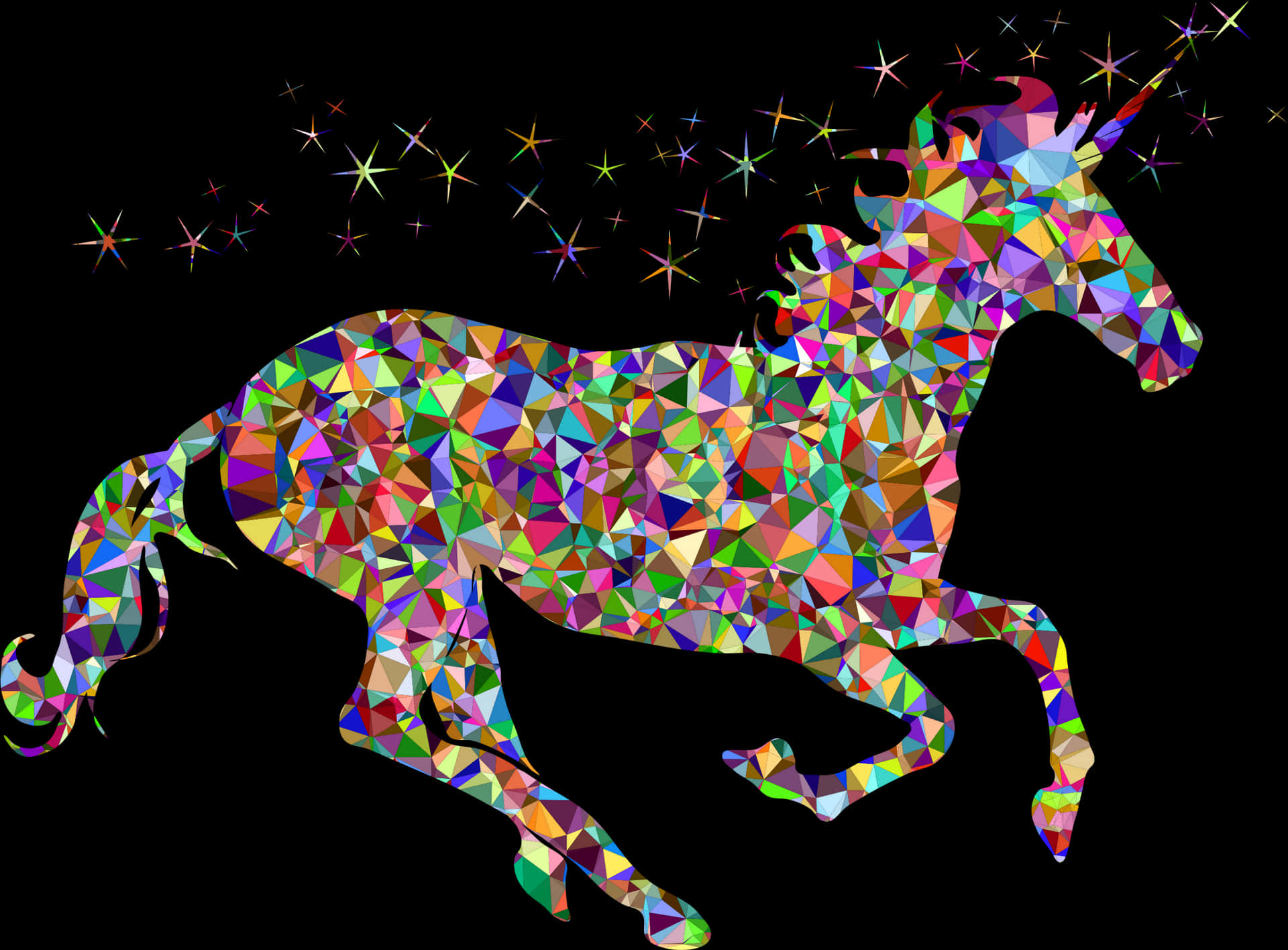 Colorful Geometric Unicorn PNG Image