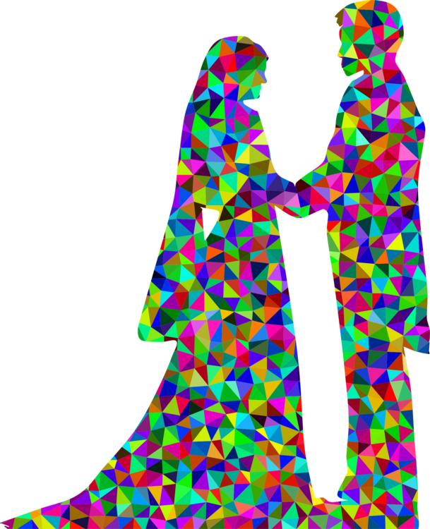 Colorful Geometric Wedding Couple PNG Image