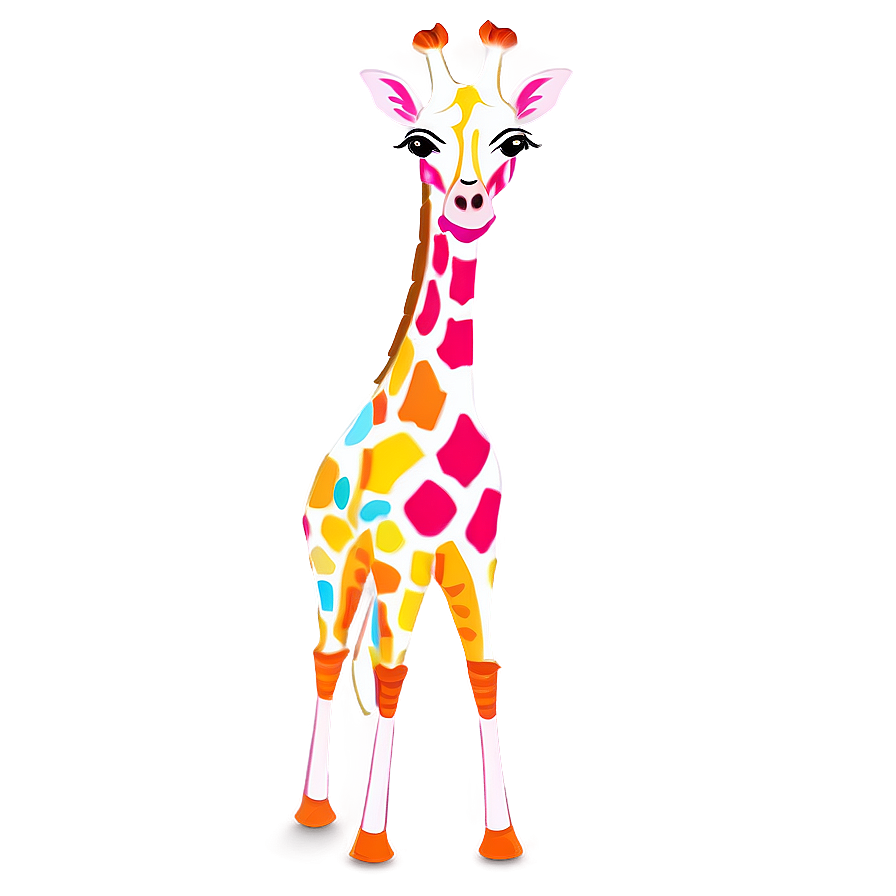 Colorful Giraffe Illustration Png Uug PNG Image