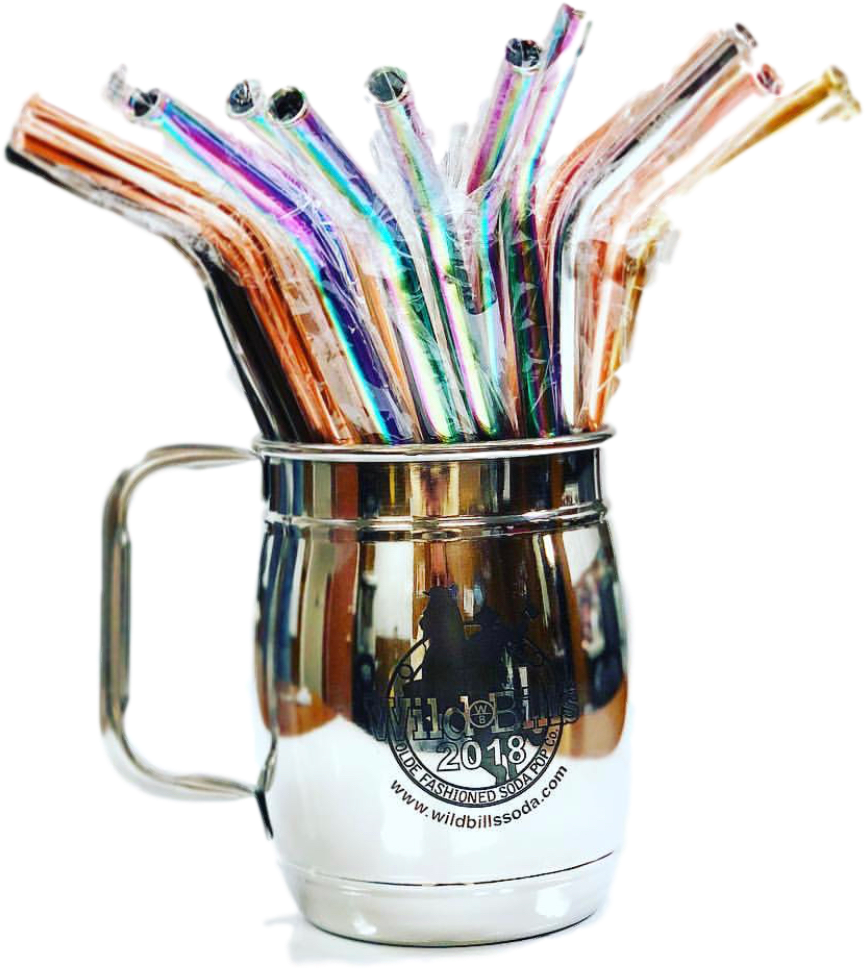 Colorful Glass Strawsin Mug PNG Image