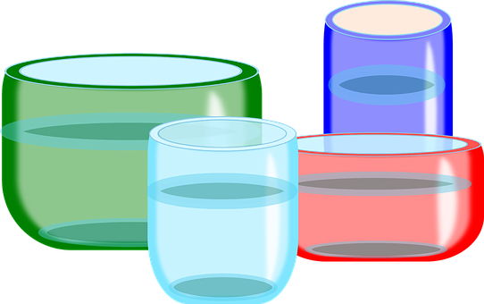 Colorful Glasses With Water Illustration PNG Image