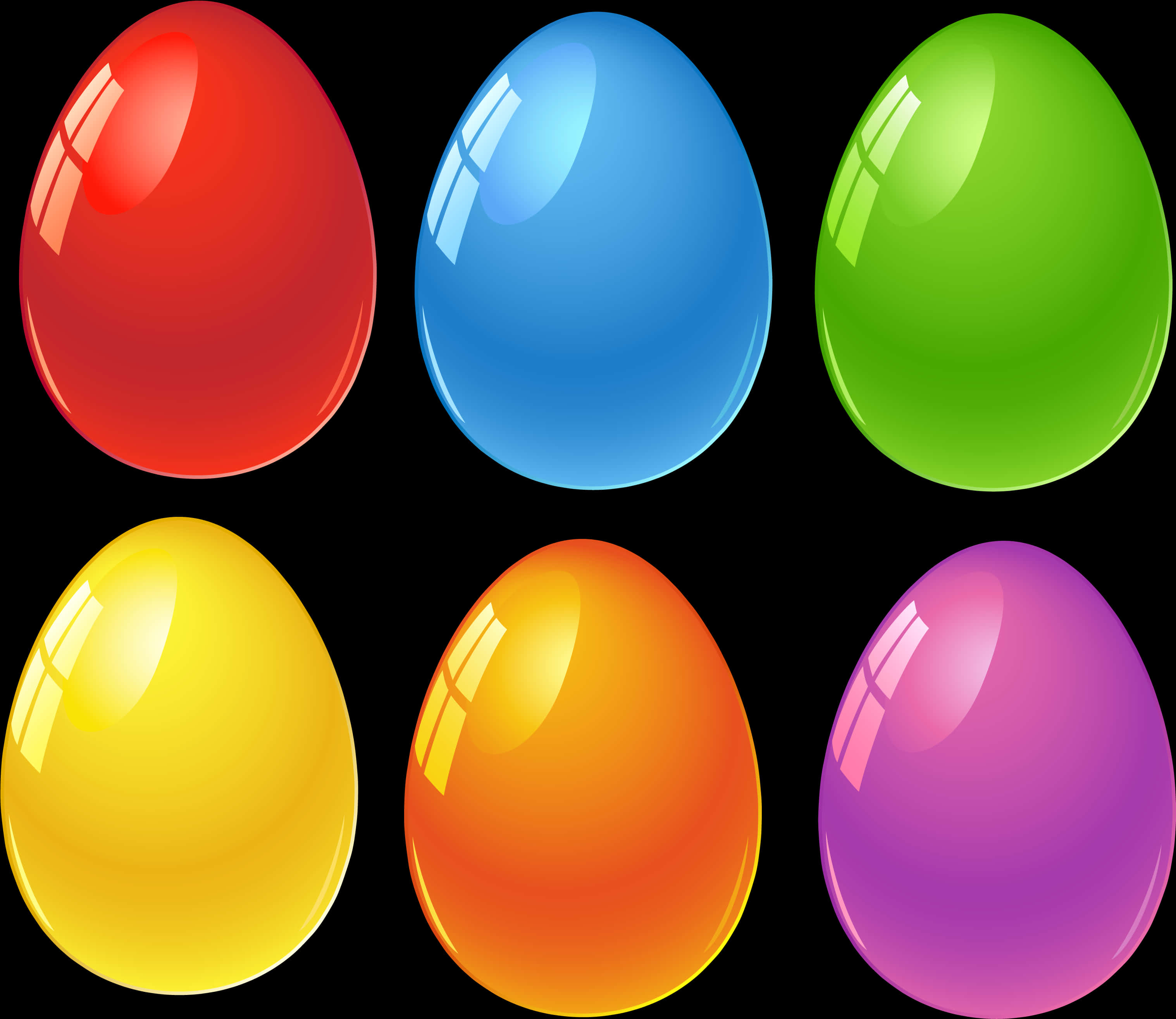 Colorful Glossy Easter Eggs PNG Image