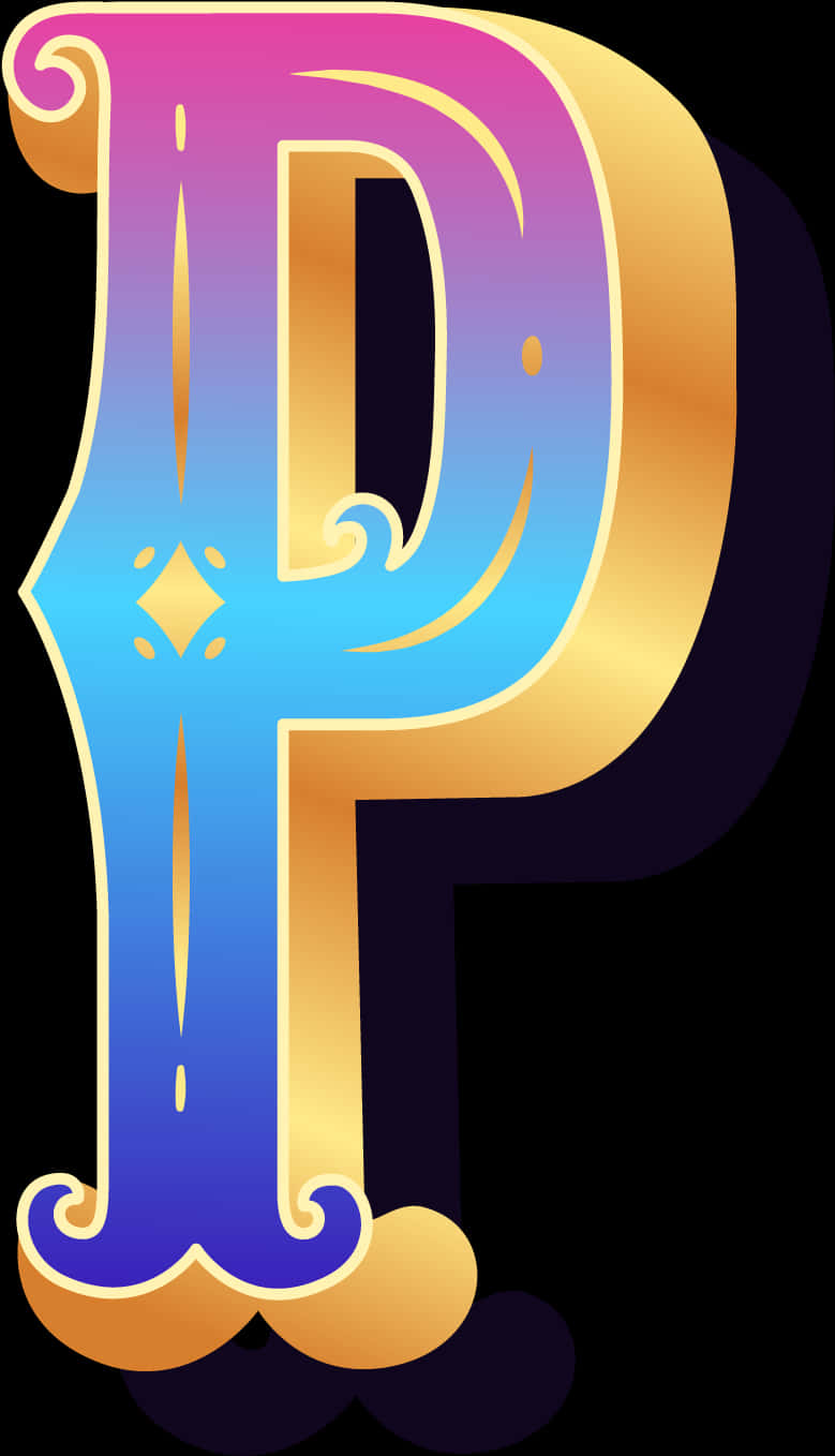 Colorful Gradient Letter P PNG Image