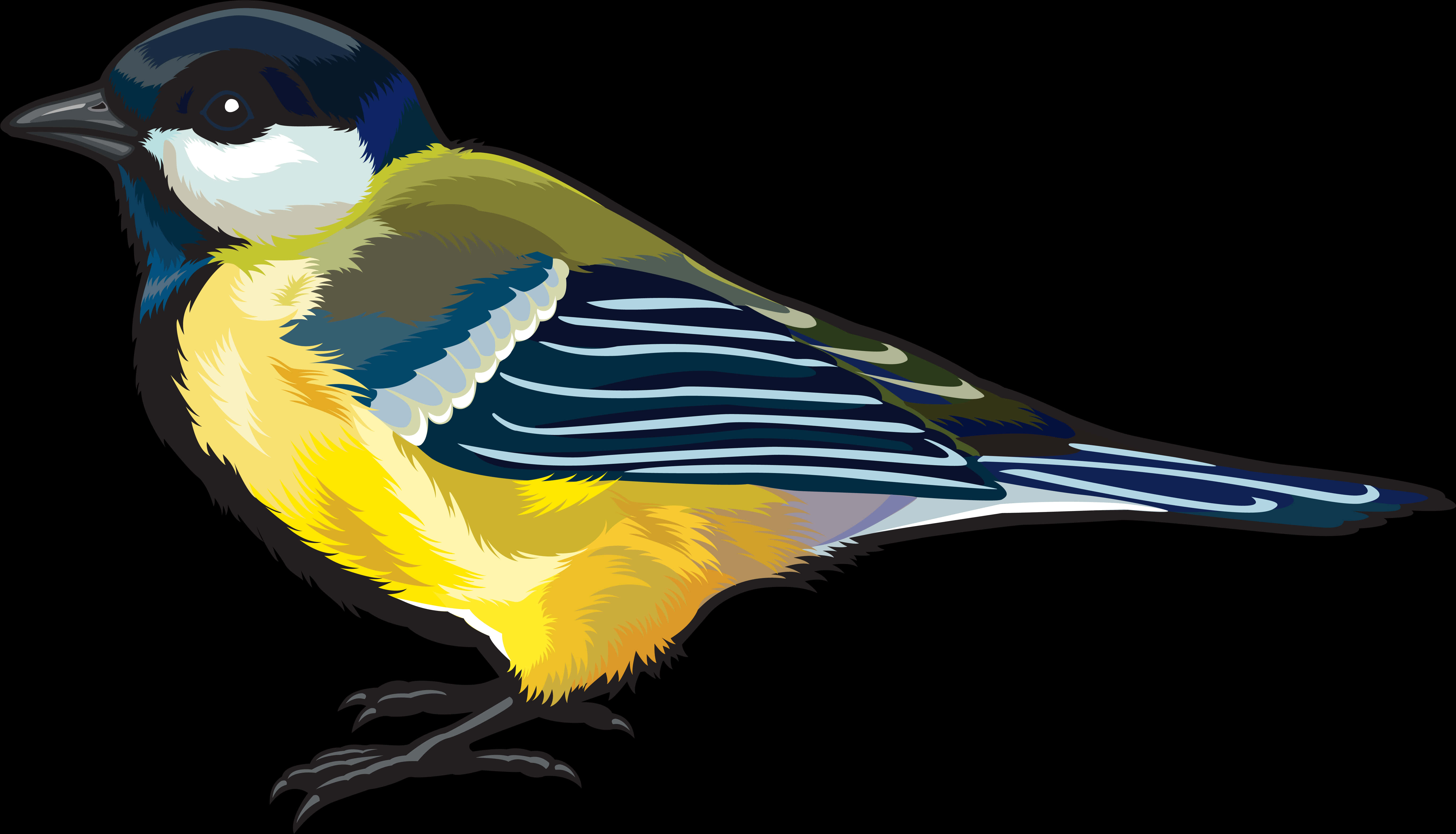 Colorful Great Tit Illustration PNG Image