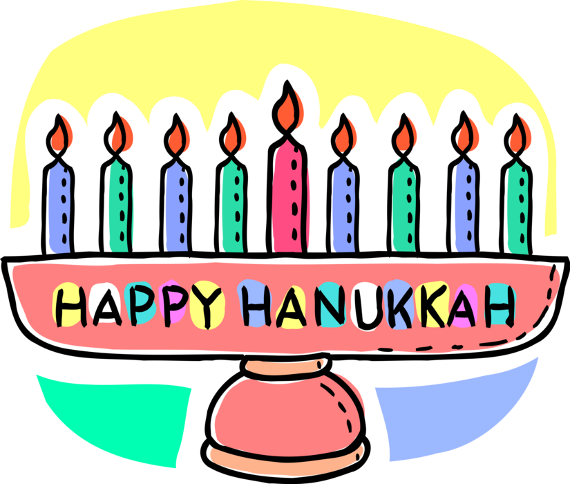 Colorful Hanukkah Menorah Illustration PNG Image