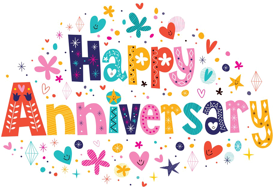 Colorful Happy Anniversary Greeting PNG Image