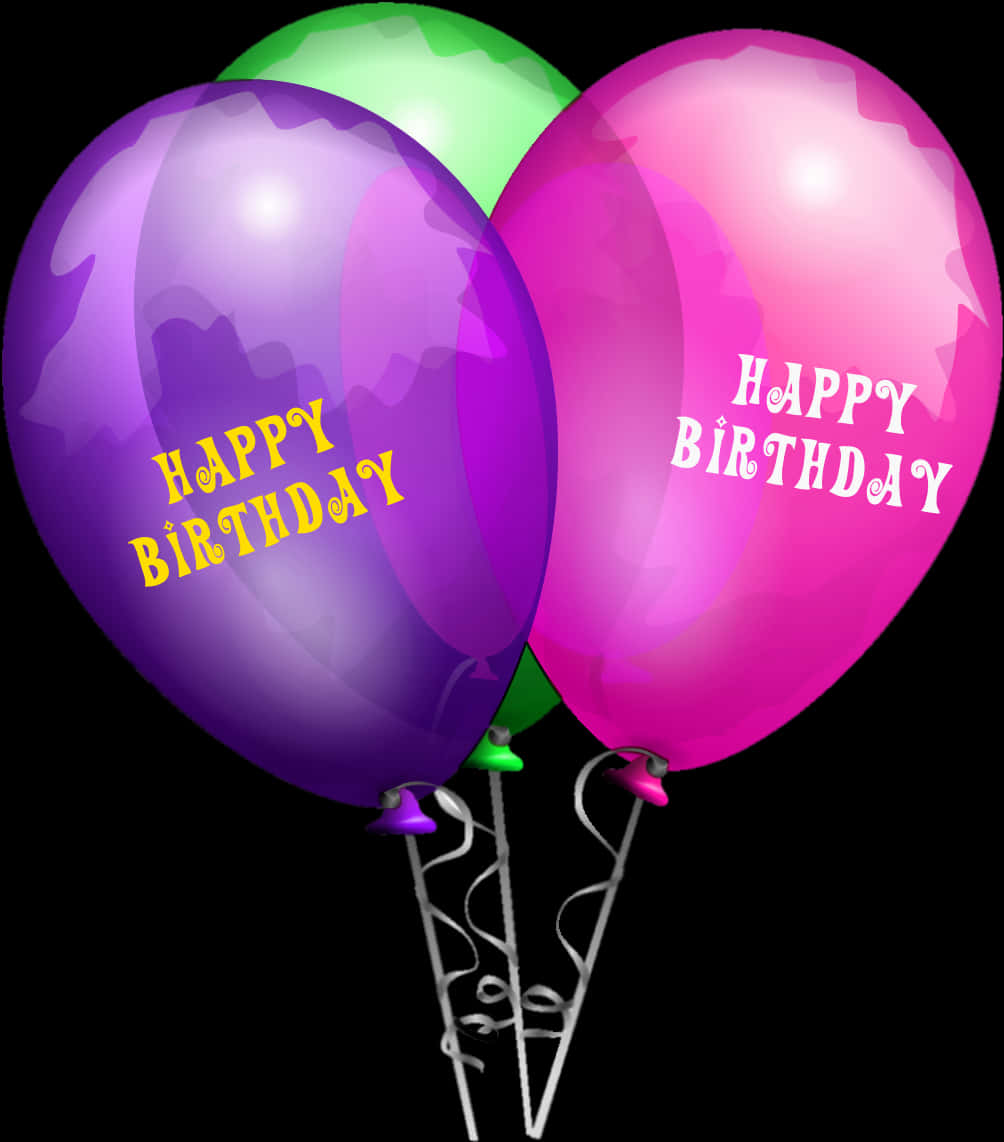 Colorful Happy Birthday Balloons PNG Image