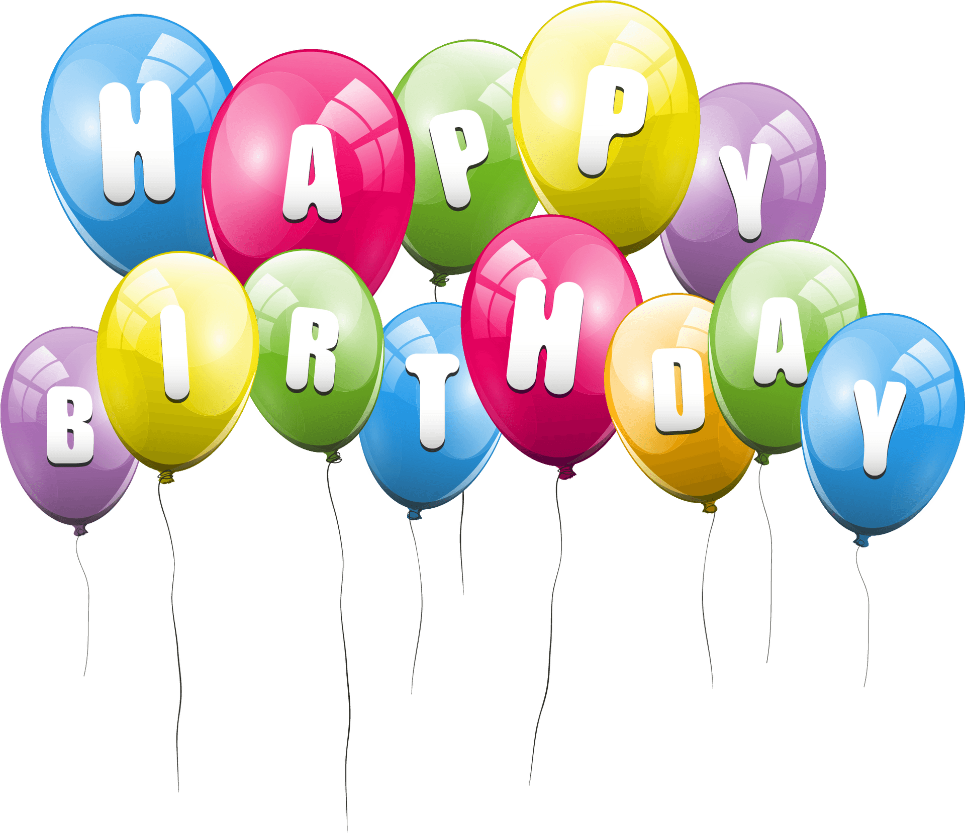 Colorful Happy Birthday Balloons PNG Image