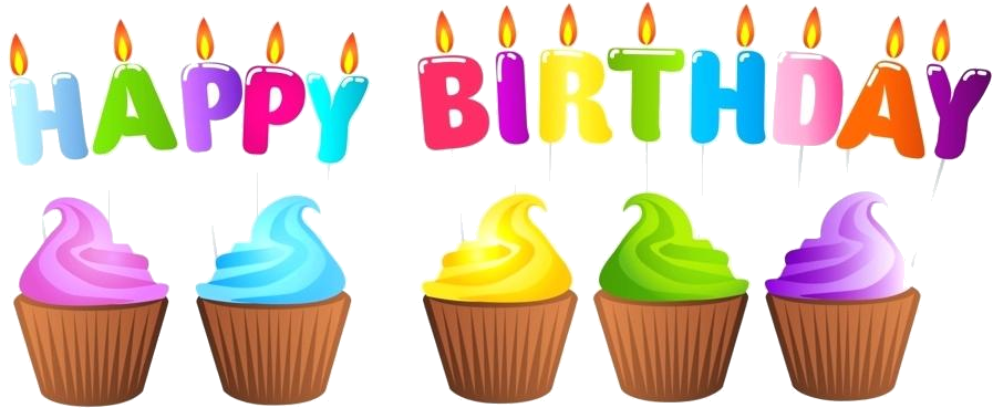 Colorful Happy Birthday Cupcakes PNG Image