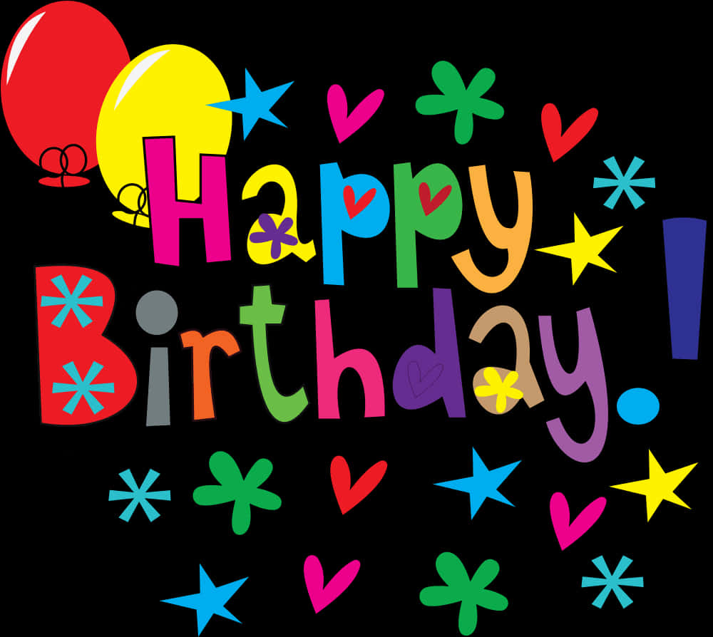 Colorful Happy Birthday Greeting PNG Image