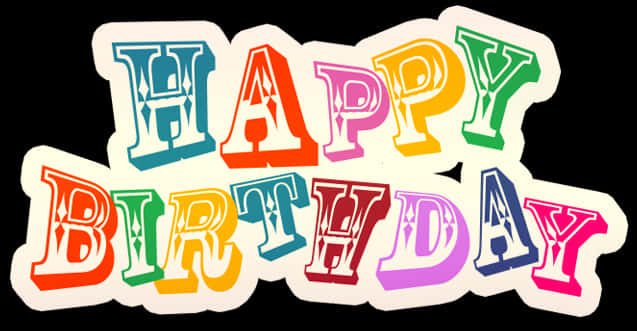 Colorful Happy Birthday Text PNG Image