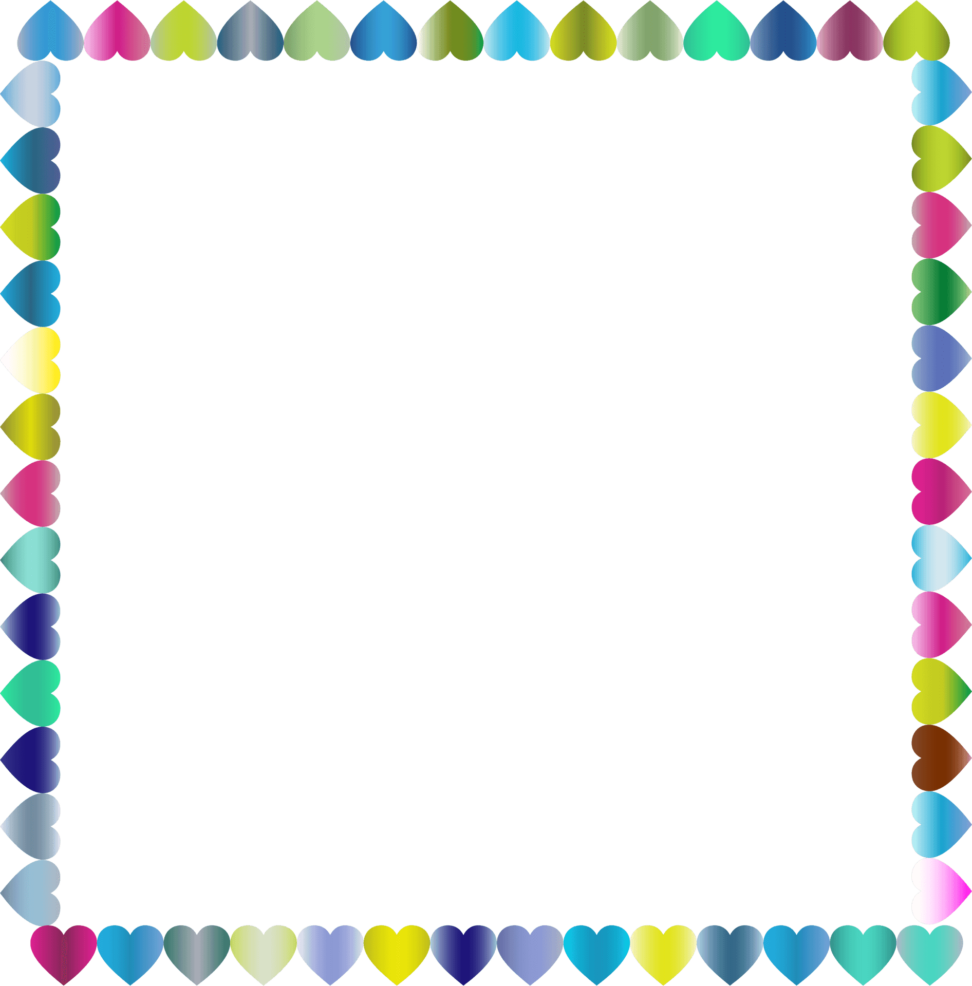 Colorful Heart Border Frame PNG Image