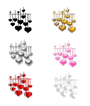 Colorful Heart Chandeliers PNG Image