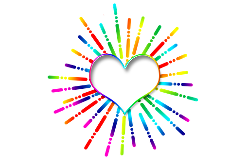 Colorful Heart Explosion Graphic PNG Image