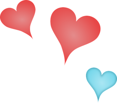 Colorful Hearts Against Black Background PNG Image