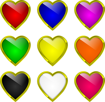 Colorful Hearts Collection PNG Image