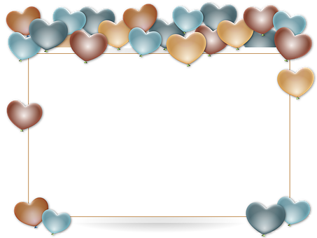 Colorful Hearts Frame PNG Image