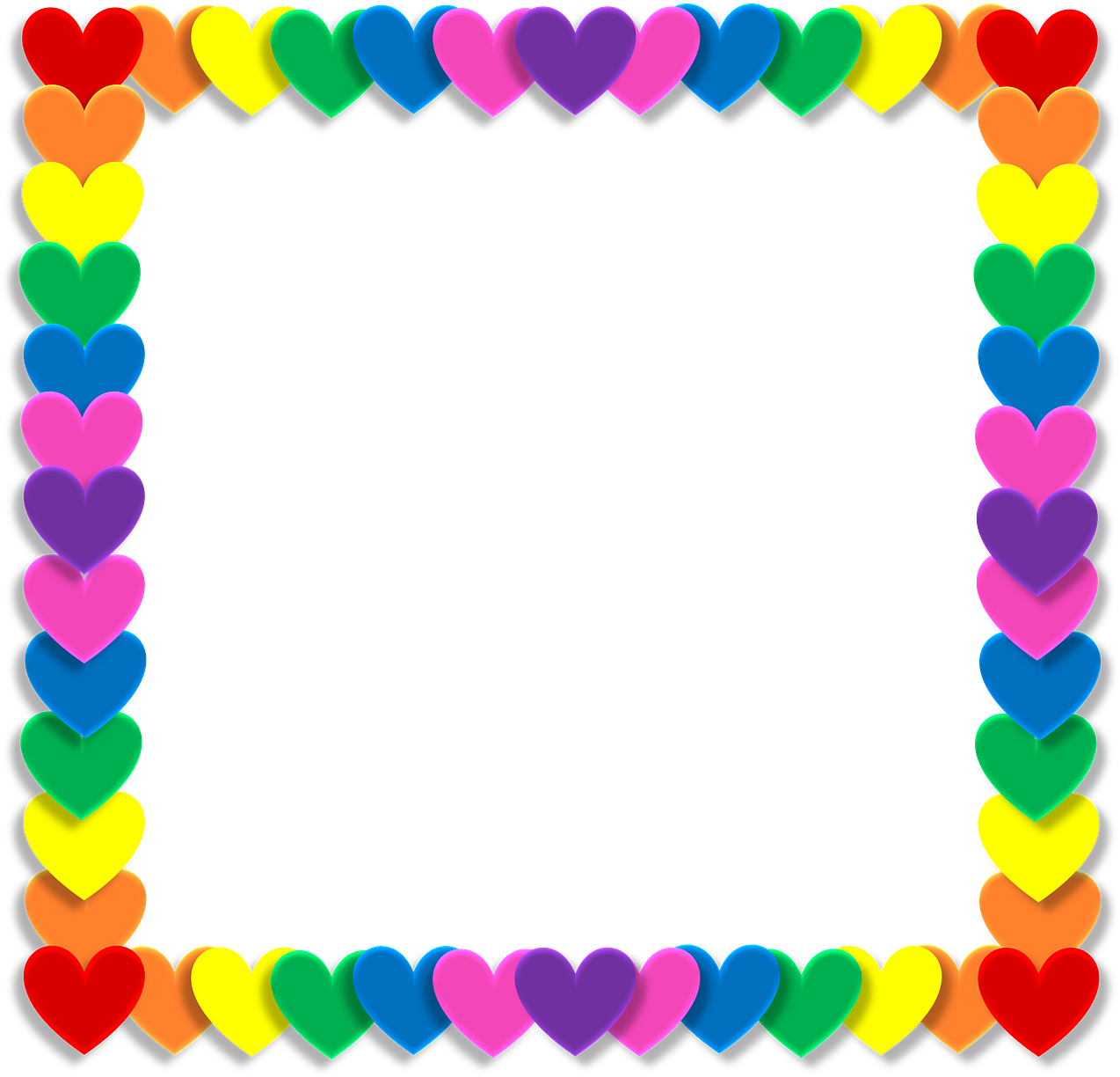 Colorful Hearts Valentine Border PNG Image