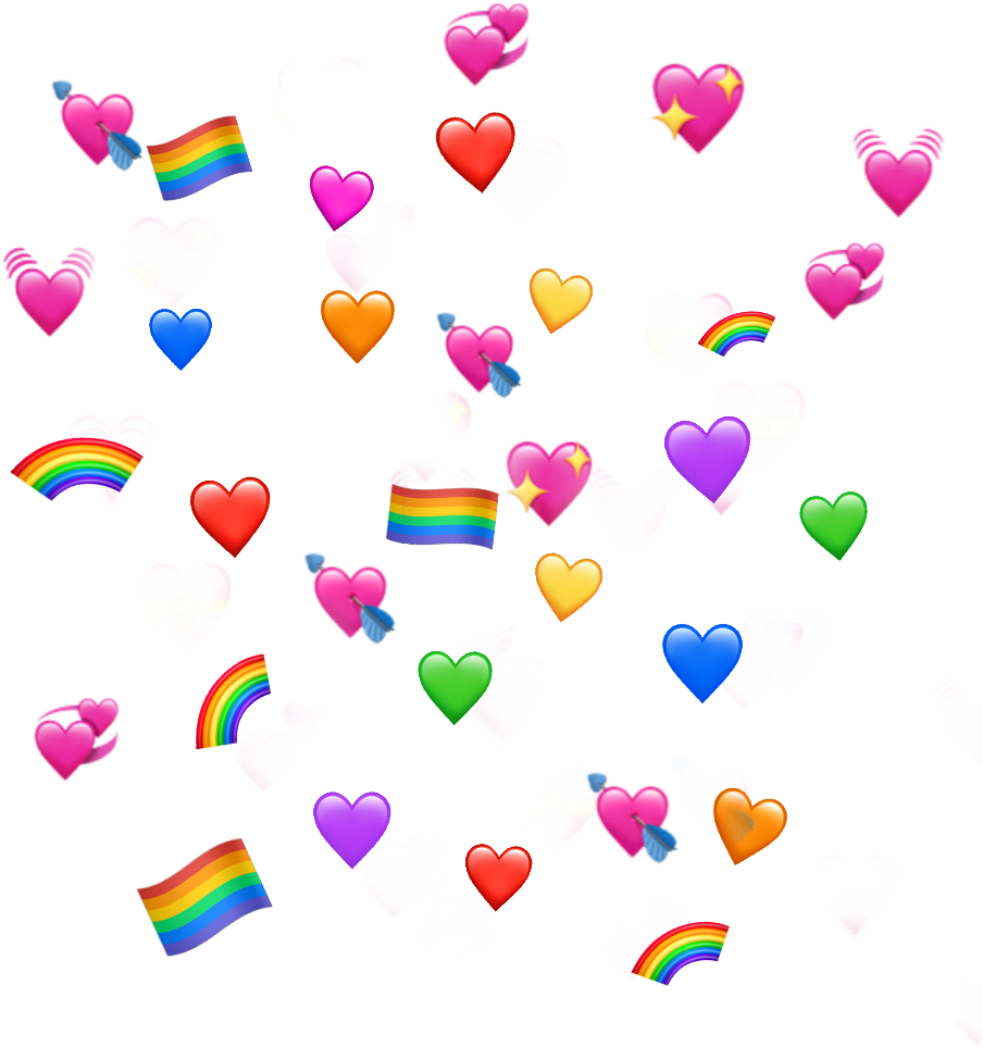 Colorful Heartsand Rainbows Pattern PNG Image