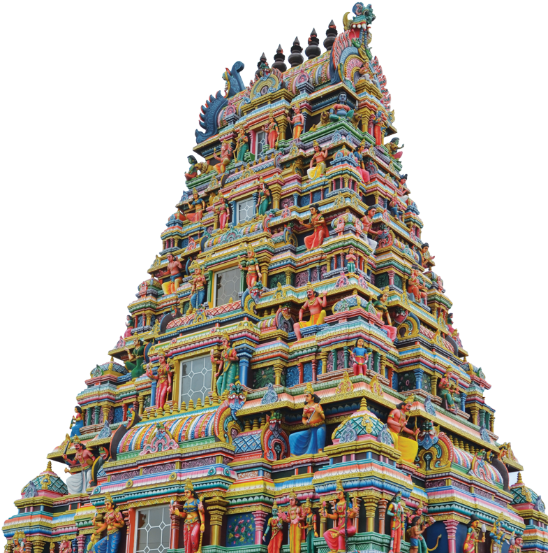 Colorful Hindu Temple Gopuram PNG Image