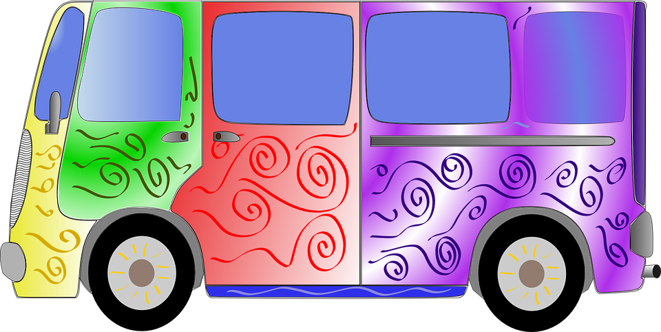 Colorful Hippie Van Illustration PNG Image