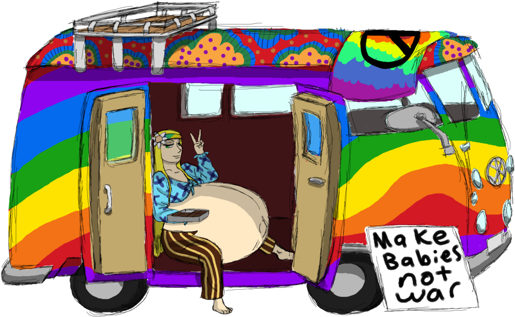 Colorful Hippie Vanand Peace Sign PNG Image