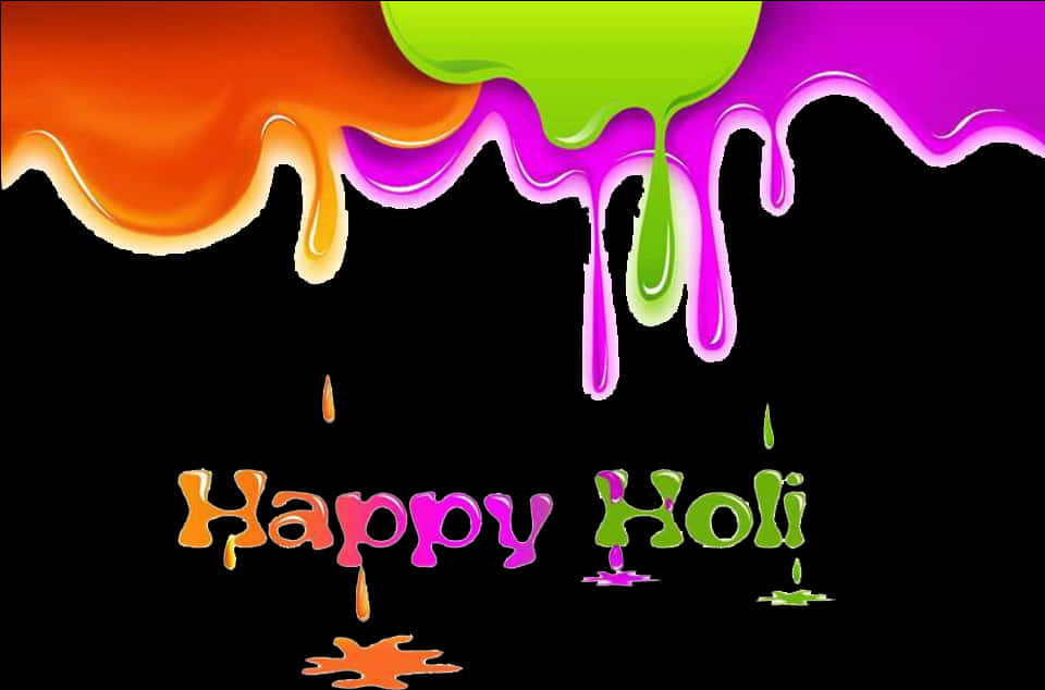 Colorful Holi Greeting Design PNG Image