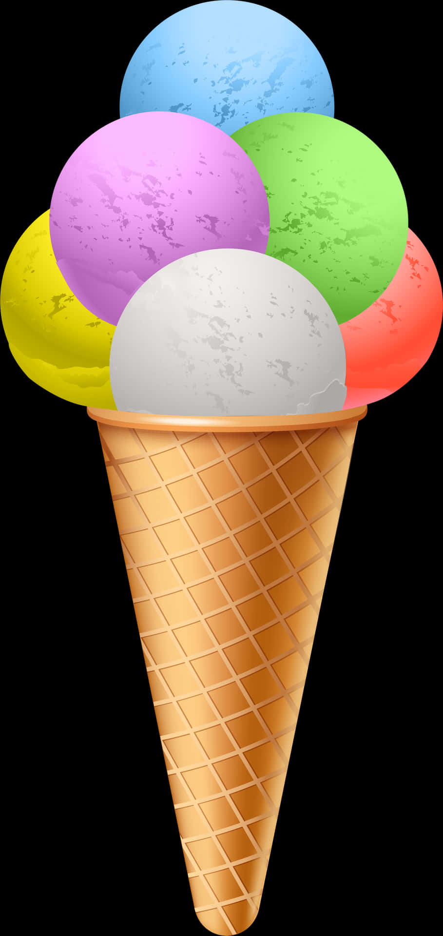 Colorful Ice Cream Scoops Cone PNG Image