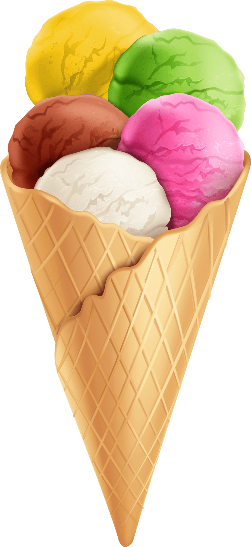 Colorful Ice Cream Scoopsin Cone PNG Image