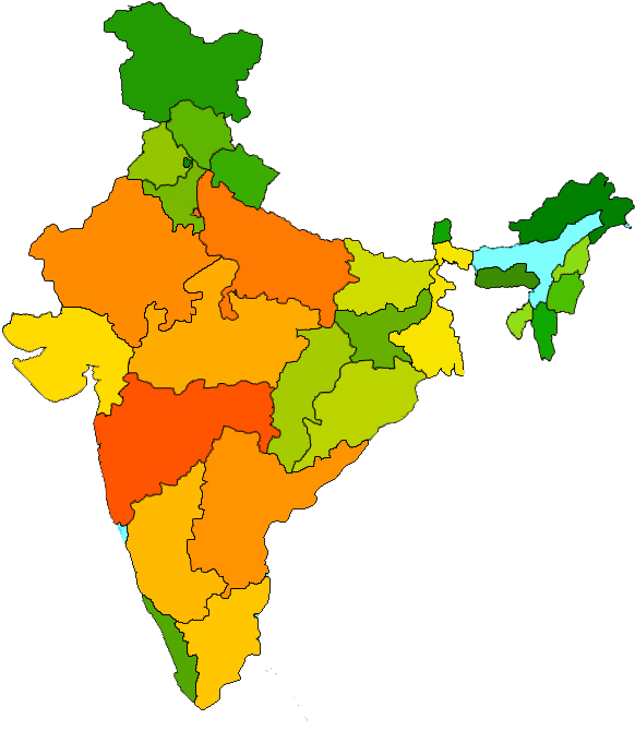 Colorful India Map PNG Image