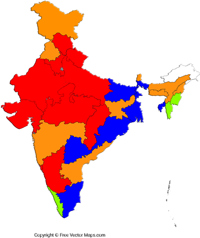 Colorful India Map PNG Image