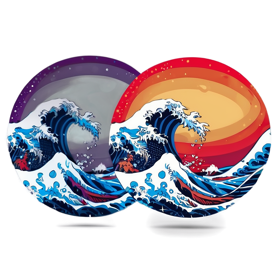 Colorful Japanese Wave Art Png 68 PNG Image