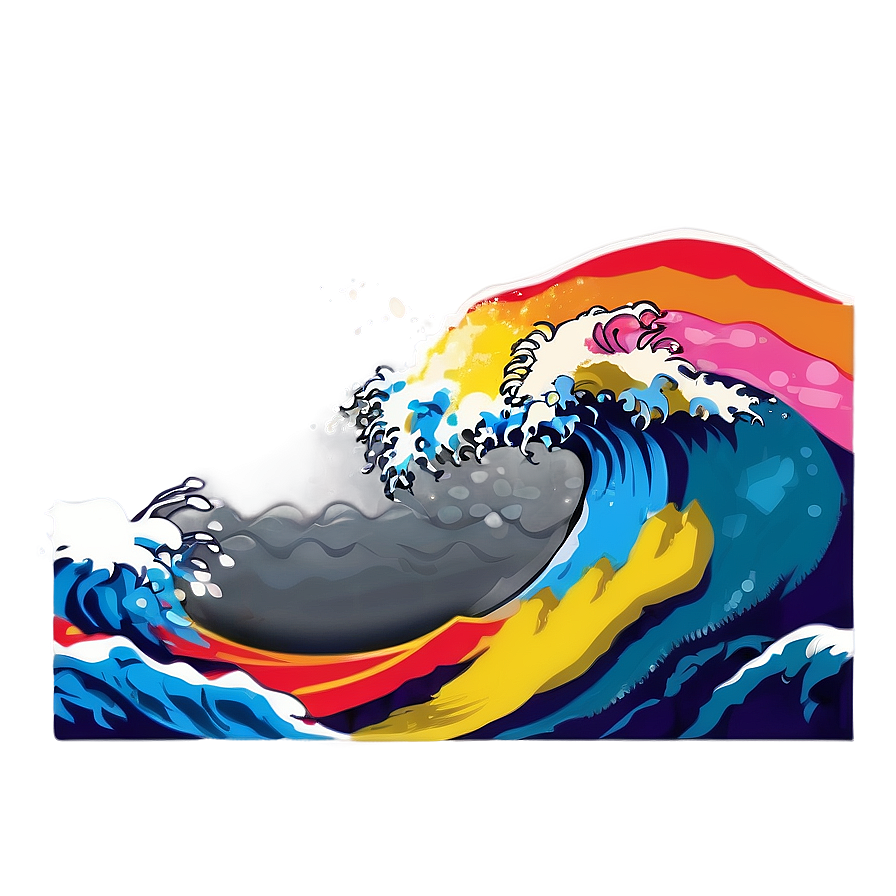 Colorful Japanese Wave Art Png 98 PNG Image