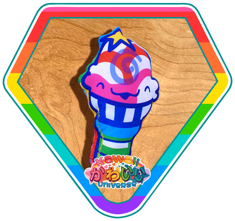 Colorful Kawaii Ice Cream Cone Artwork PNG Image