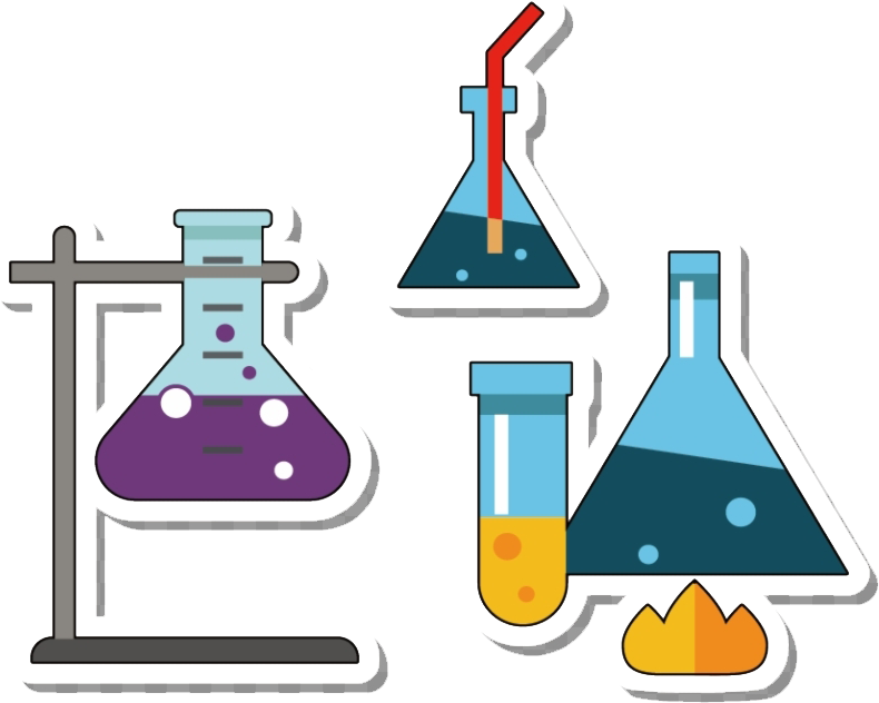 Colorful Laboratory Flasks PNG Image