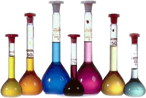 Colorful Laboratory Volumetric Flasks PNG Image