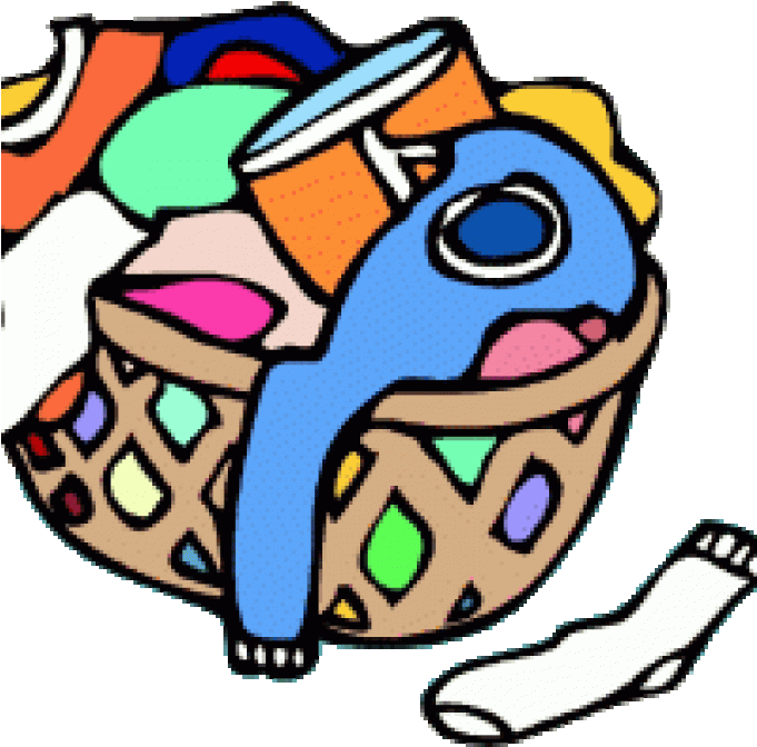 Colorful Laundry Basket Cartoon PNG Image