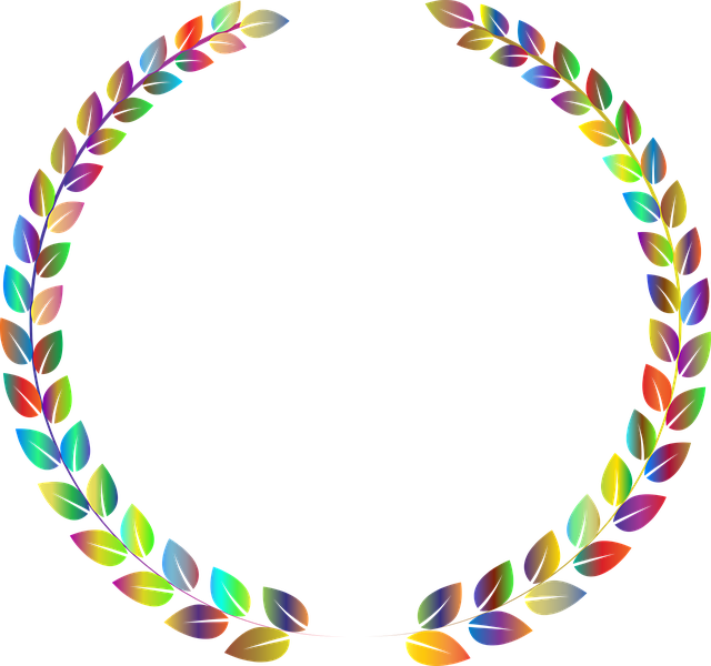 Colorful Laurel Wreath Graphic PNG Image