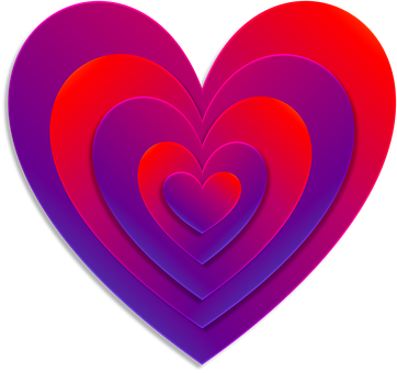 Colorful Layered Hearts PNG Image