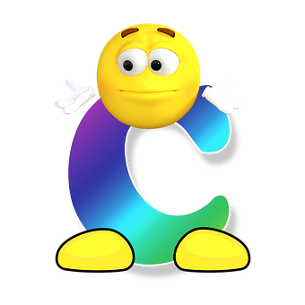 Colorful Letter C Emoji Character PNG Image