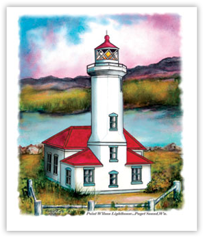 Colorful Lighthouse Illustration PNG Image