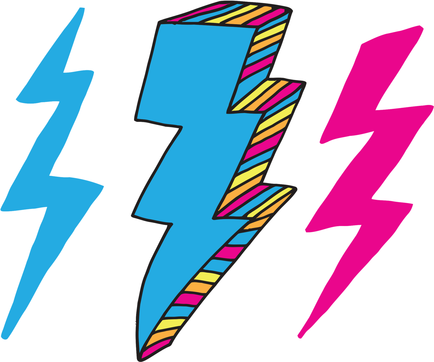 Colorful Lightning Bolts Illustration PNG Image