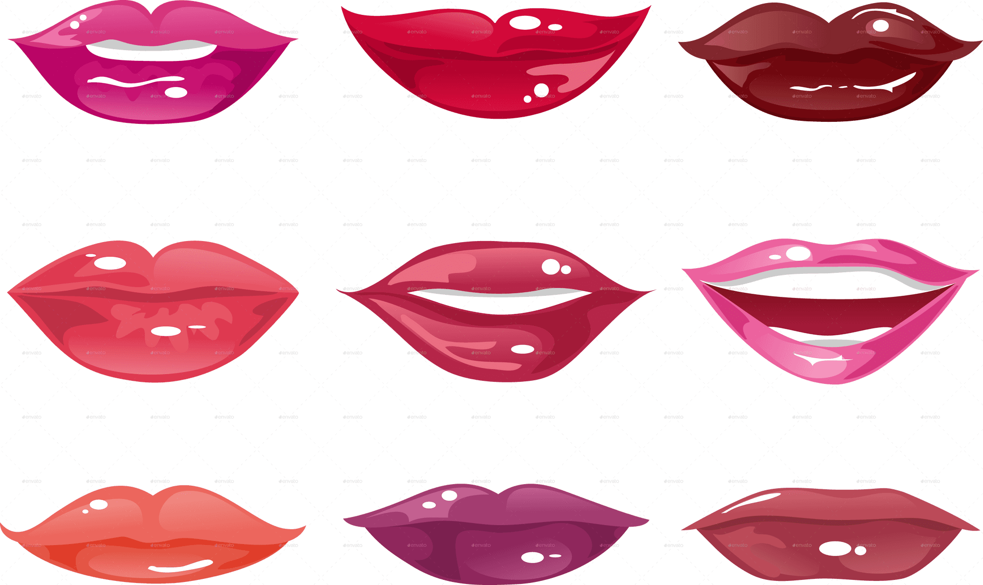 Colorful Lips Pattern Background PNG Image