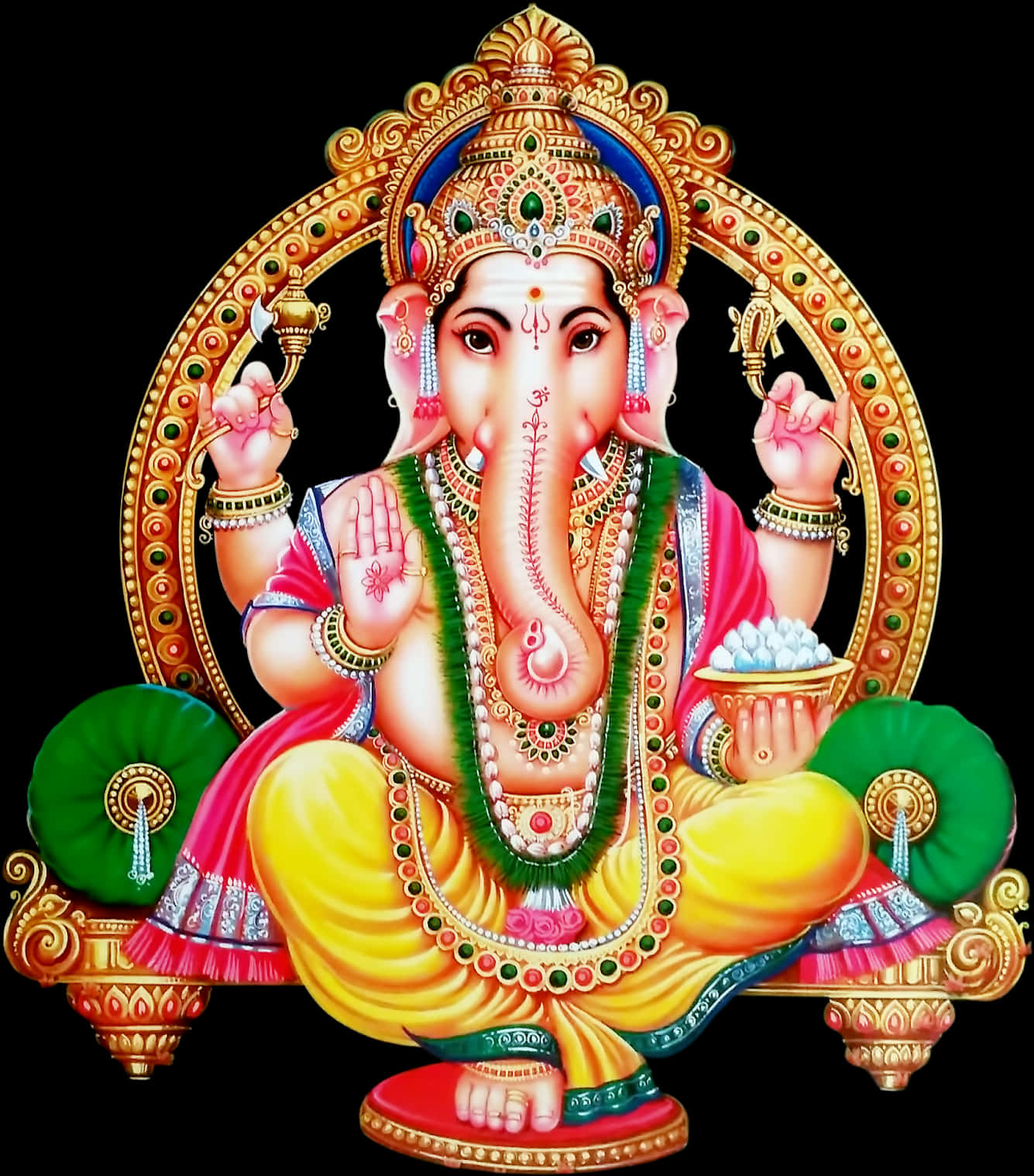 Colorful Lord Ganesh Artwork PNG Image