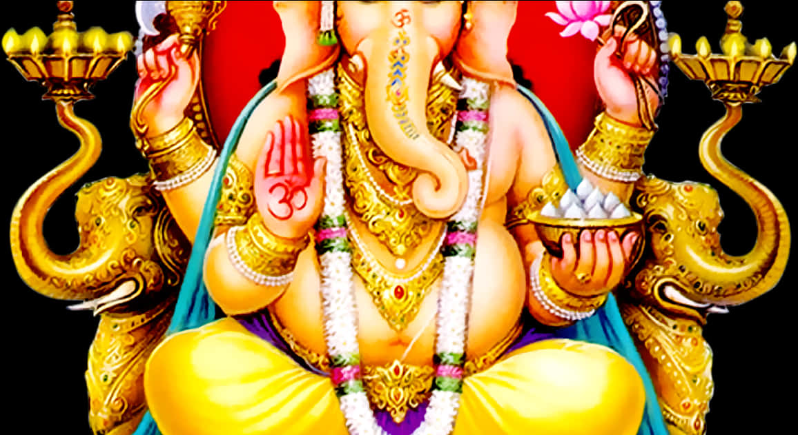 Colorful Lord Ganesha Artwork PNG Image