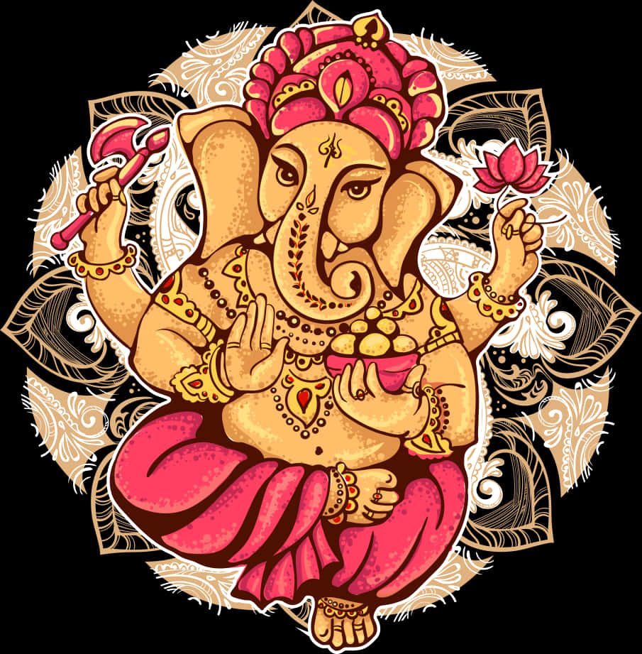 Colorful Lord Ganesha Artwork PNG Image