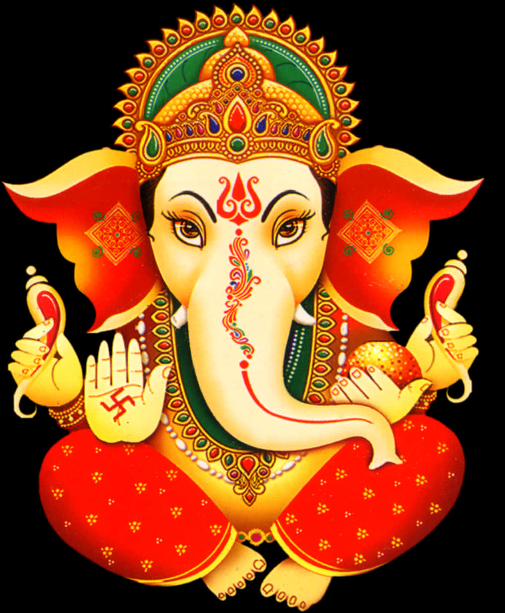 Colorful Lord Ganesha Artwork PNG Image